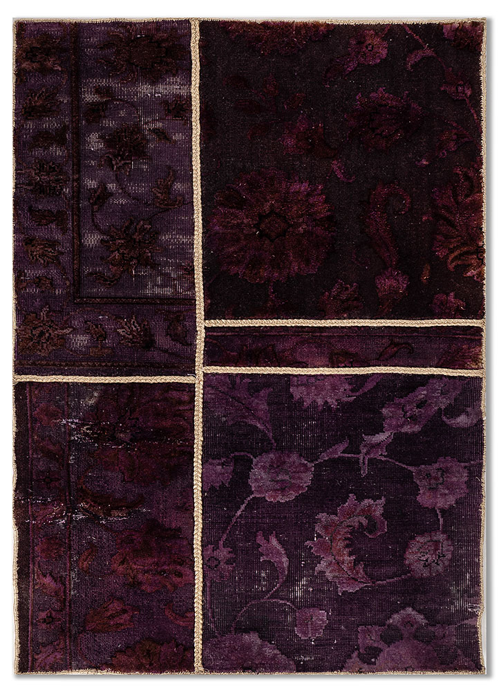 aprezo pink and purple wool Hand Knotted Rug - HeadShot