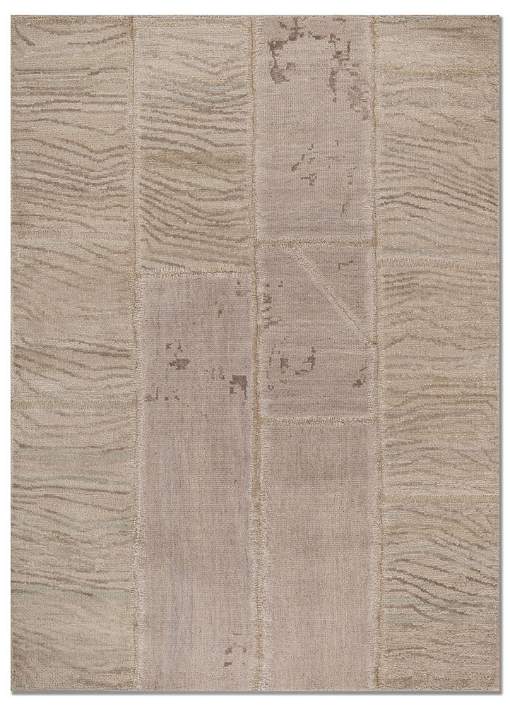  ivory wool and silk Hand Knotted Rug