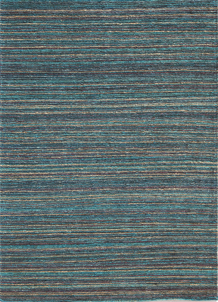  blue jute and hemp Hand Knotted Rug