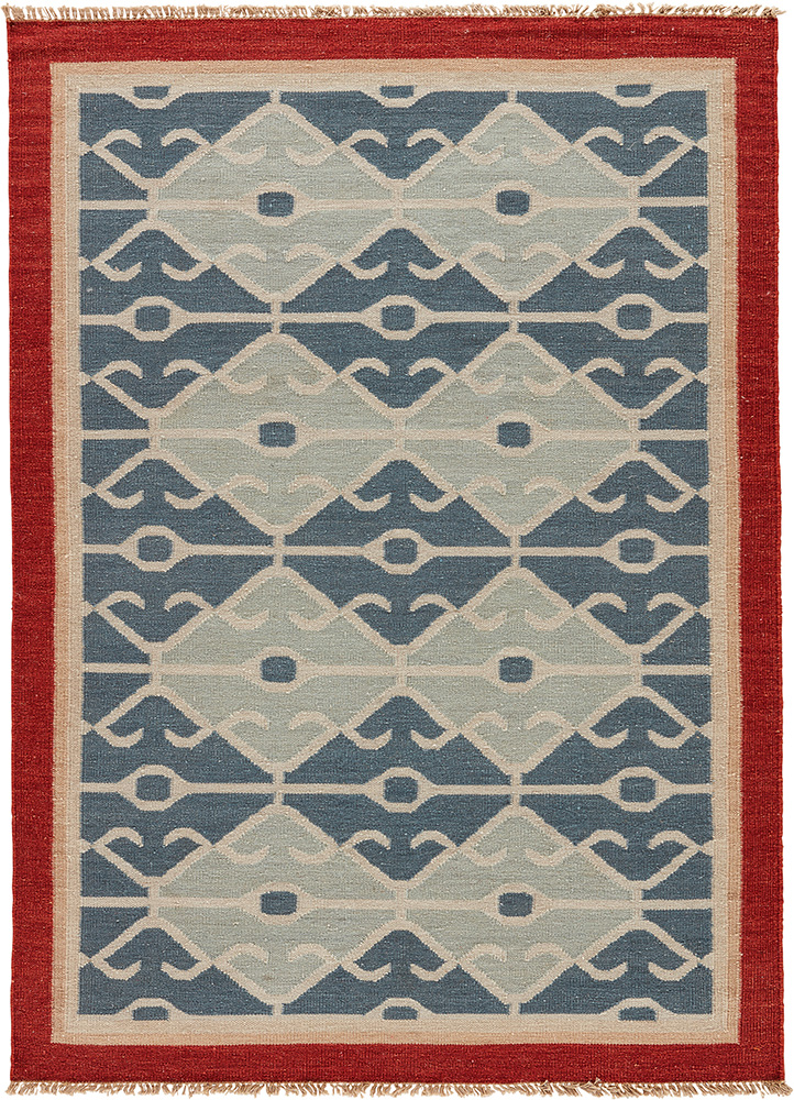 bedouin blue wool Flat Weaves Rug - HeadShot