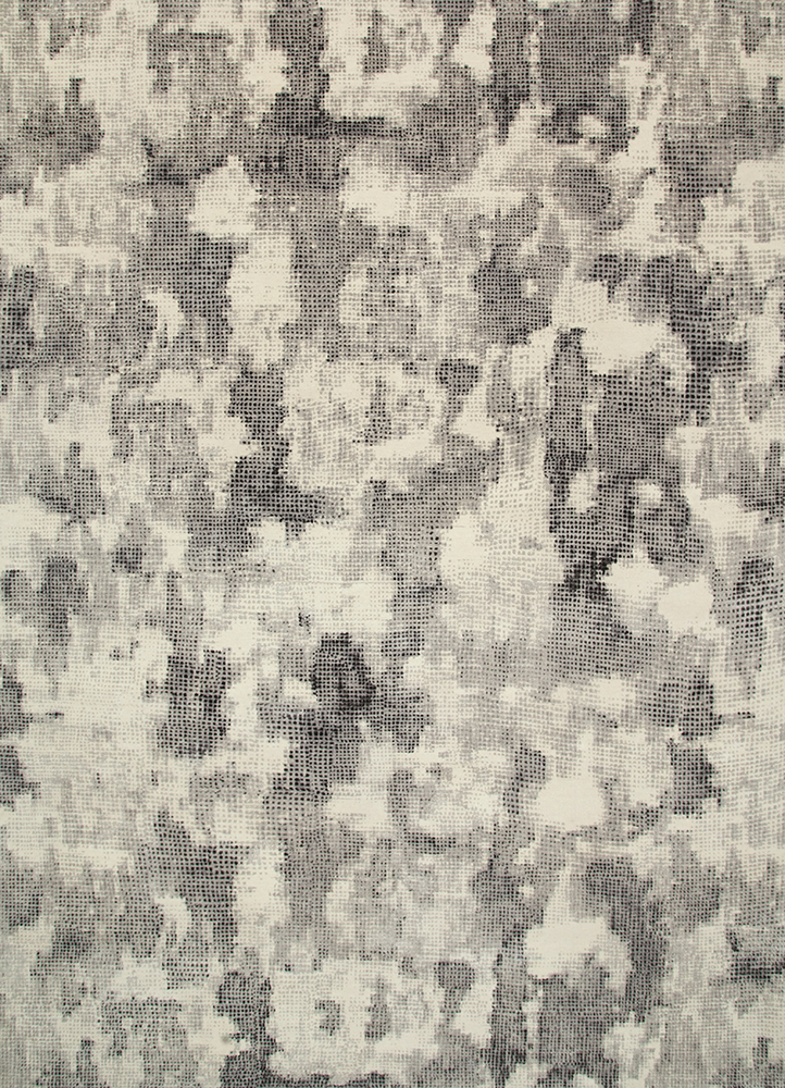 free verse by kavi grey and black wool and silk Hand Knotted Rug - HeadShot