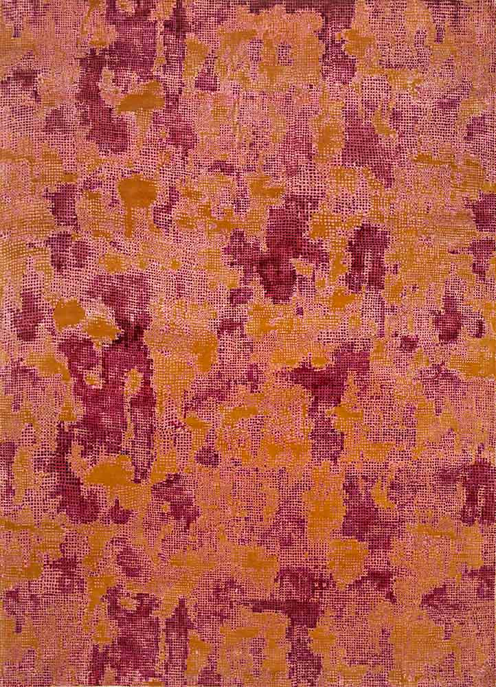  red and orange wool and silk Hand Knotted Rug