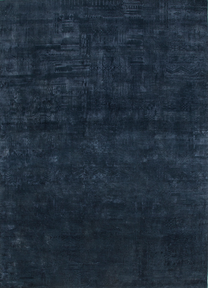  blue wool and silk Hand Knotted Rug