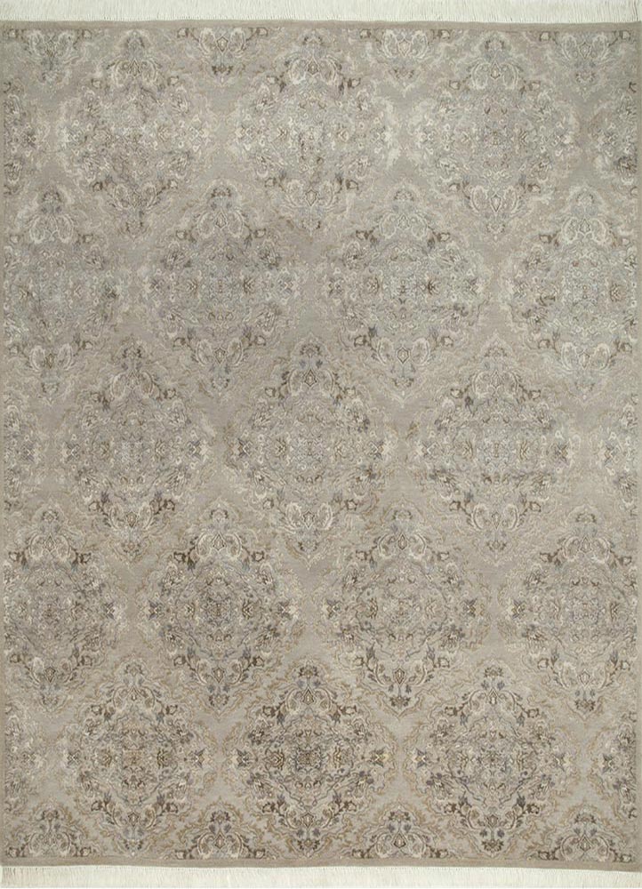 pansy ivory wool and silk Hand Knotted Rug - HeadShot