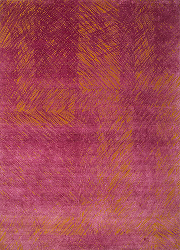 free verse by kavi pink and purple wool and silk Hand Knotted Rug - HeadShot
