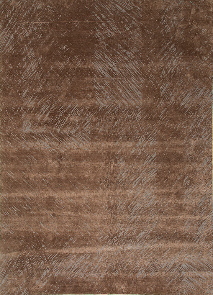 free verse by kavi beige and brown wool and silk Hand Knotted Rug - HeadShot