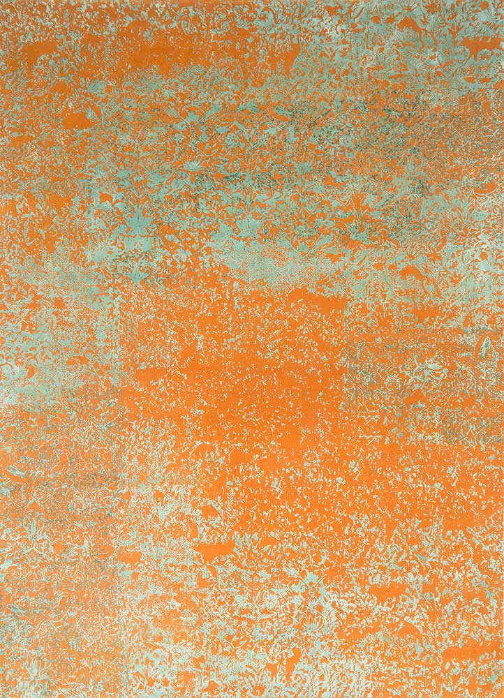 free verse by kavi red and orange wool and silk Hand Knotted Rug - HeadShot