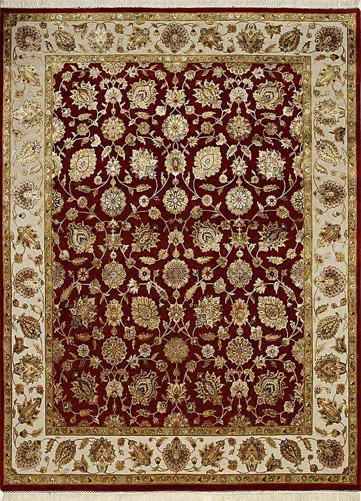  red and orange wool and silk Hand Knotted Rug