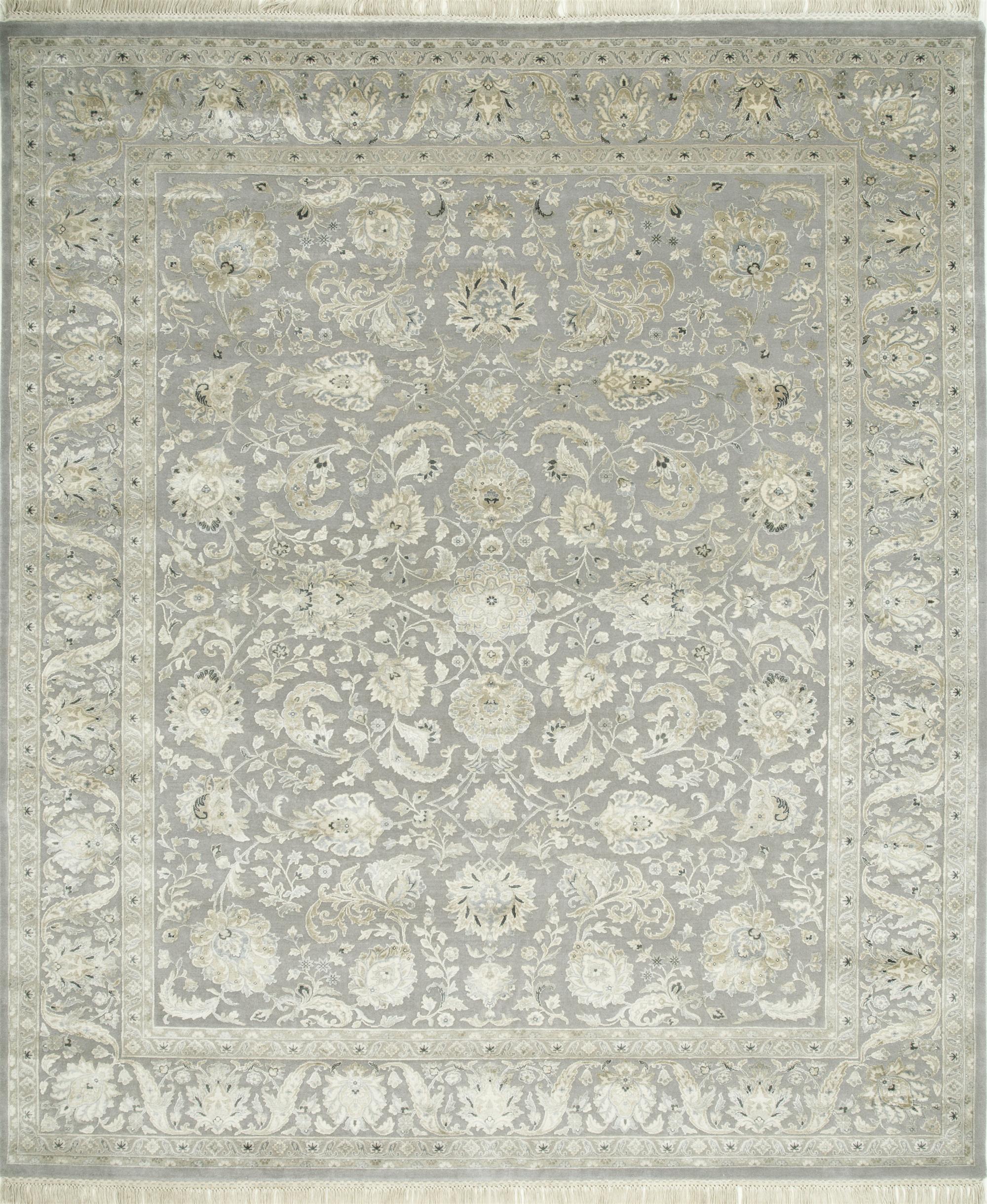 aurora grey and black wool and silk Hand Knotted Rug - HeadShot