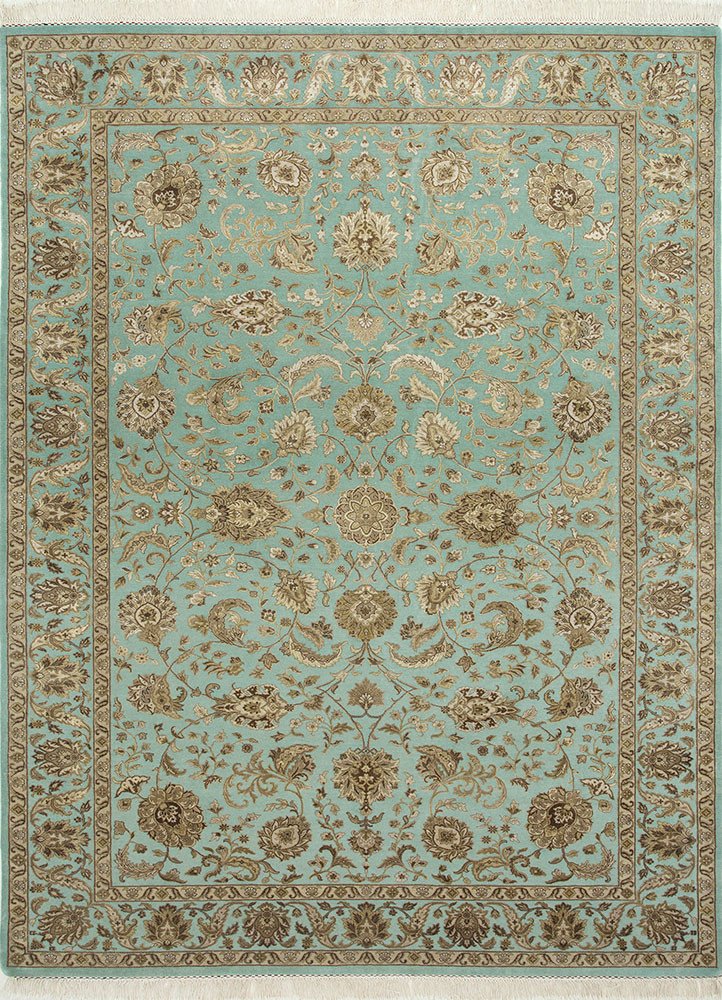 aurora blue wool and silk Hand Knotted Rug - HeadShot aurora blue wool and silk Hand Knotted Rug - HeadShot