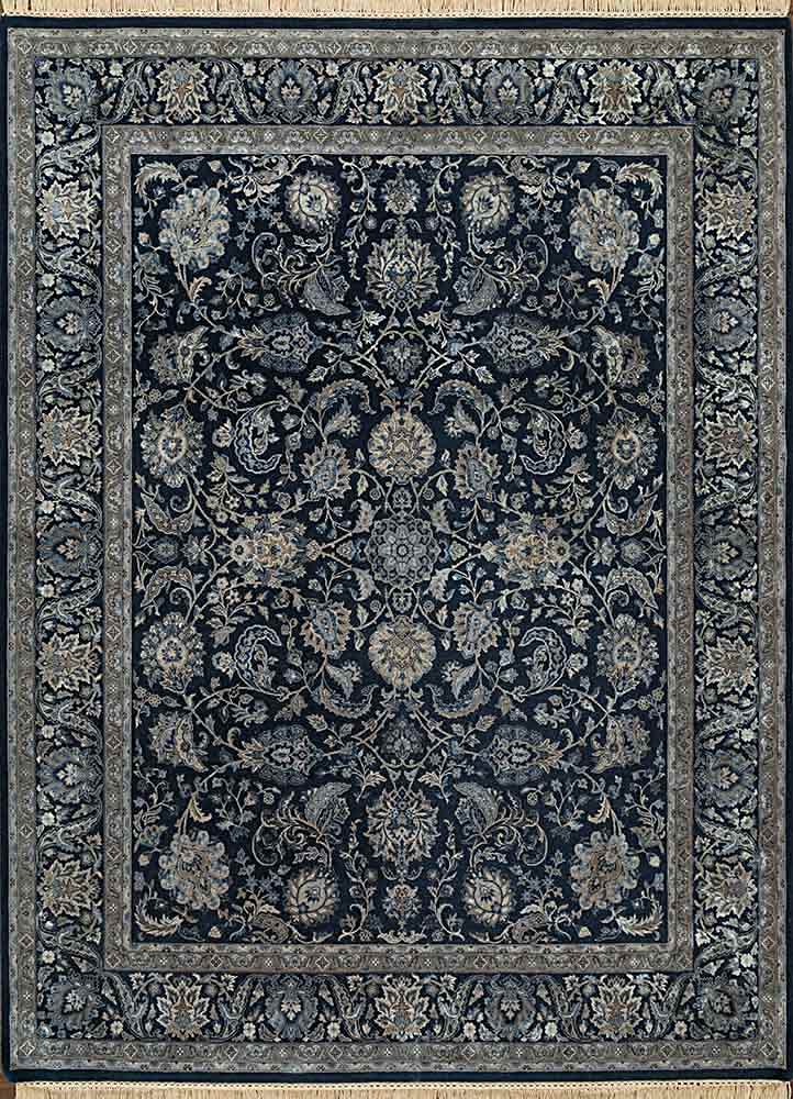  blue wool and silk Hand Knotted Rug