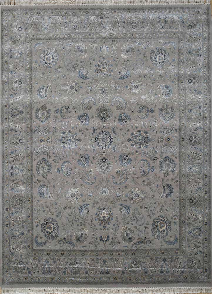 aurora grey and black wool and silk Hand Knotted Rug - HeadShot