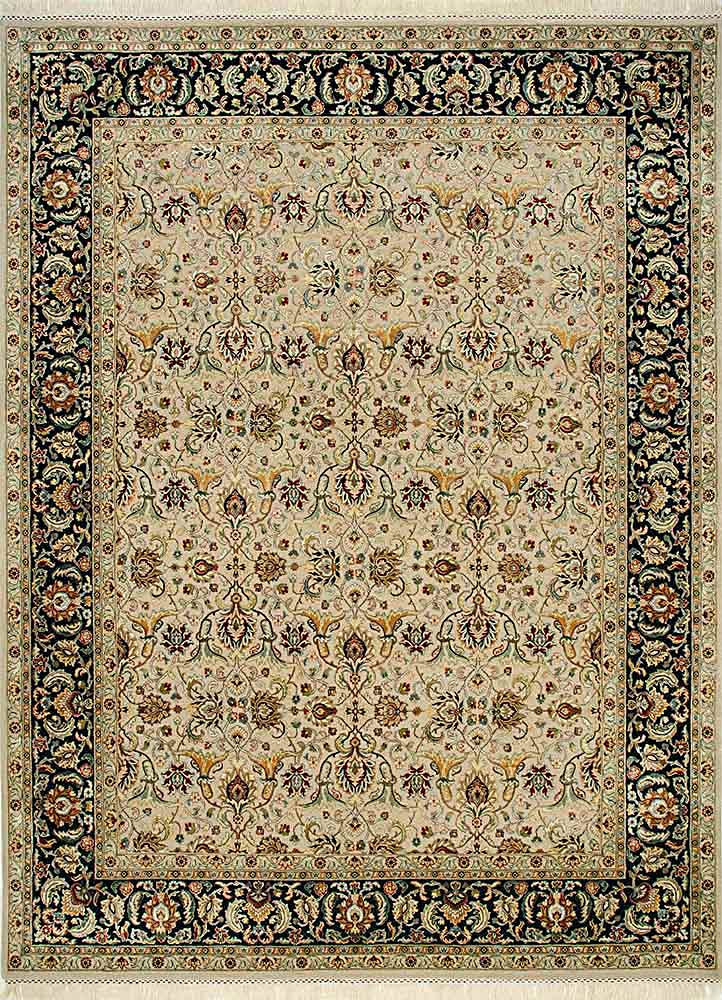 aurora beige and brown wool and silk Hand Knotted Rug - HeadShot