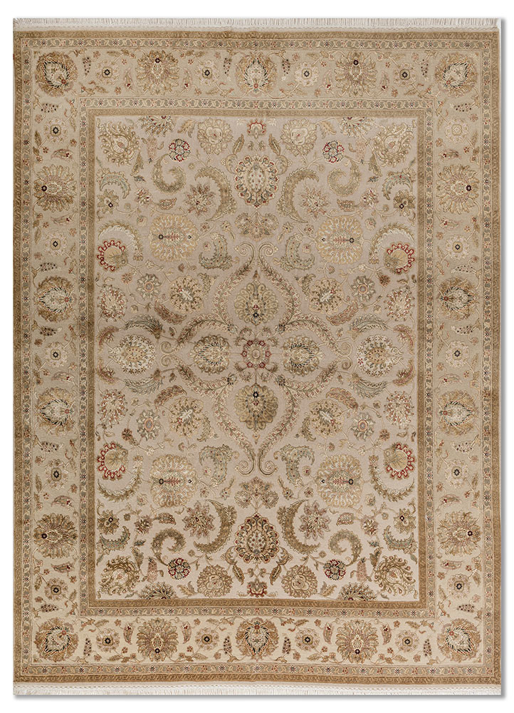  gold wool and silk Hand Knotted Rug