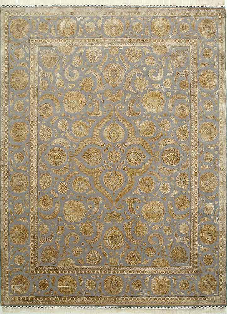  pink and purple wool and silk Hand Knotted Rug