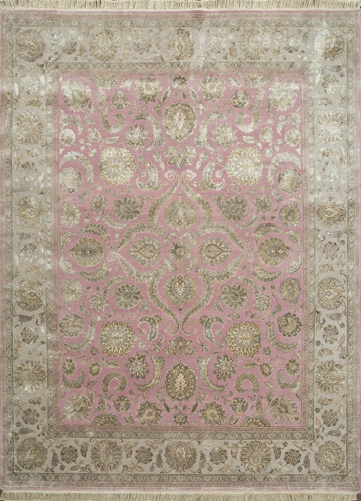  red and orange wool and silk Hand Knotted Rug