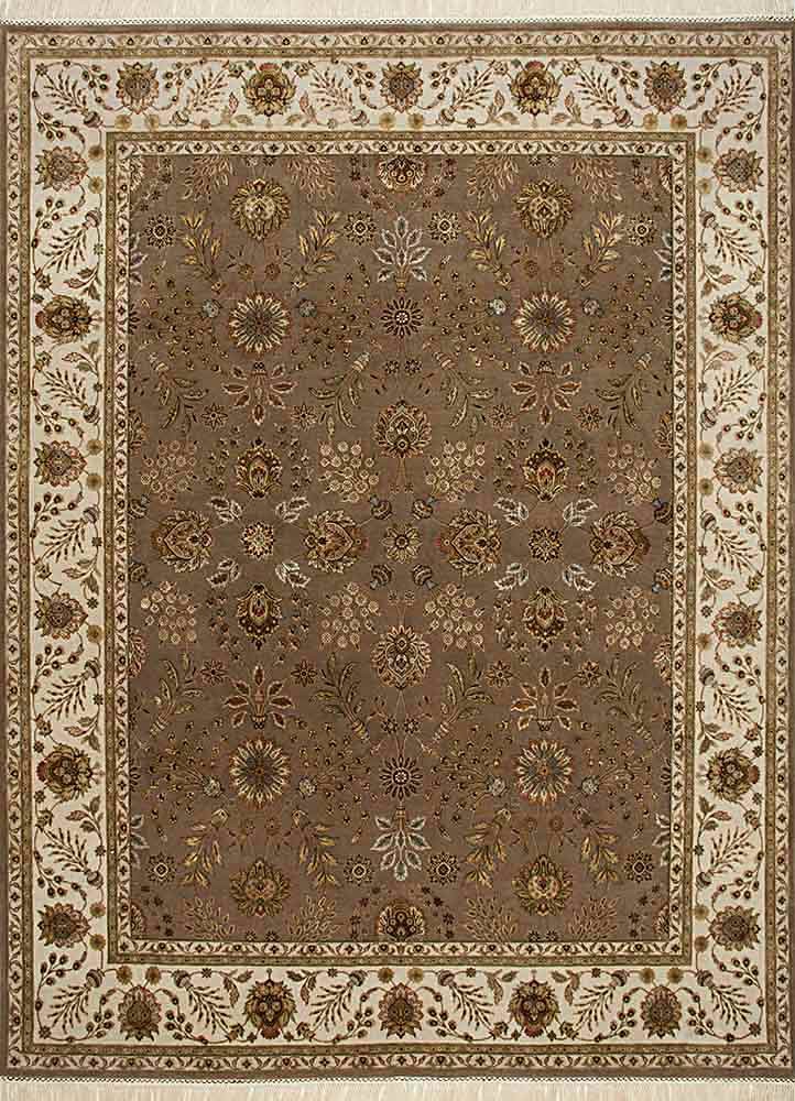aurora beige and brown wool and silk Hand Knotted Rug - HeadShot aurora beige and brown wool and silk Hand Knotted Rug - HeadShot