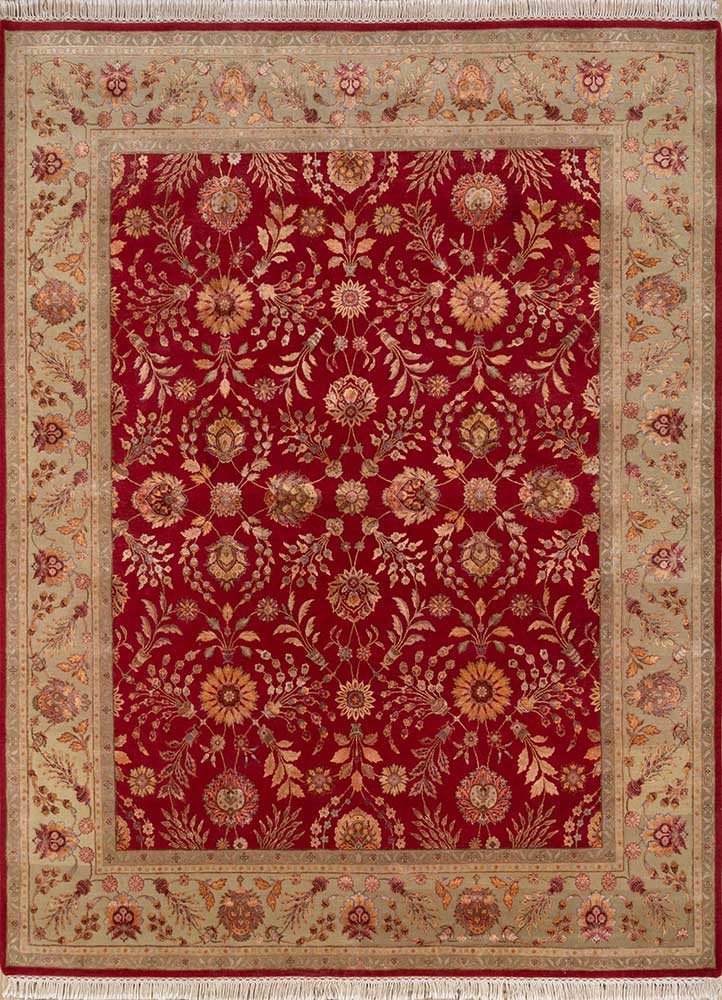 aurora red and orange wool and silk Hand Knotted Rug - HeadShot aurora red and orange wool and silk Hand Knotted Rug - HeadShot