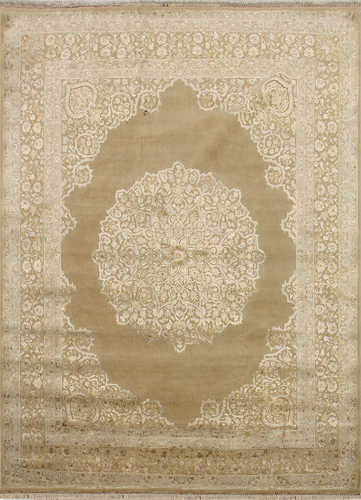 aurora gold wool and silk Hand Knotted Rug - HeadShot