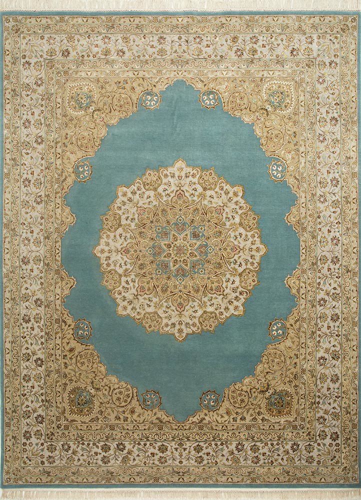 aurora blue wool and silk Hand Knotted Rug - HeadShot aurora blue wool and silk Hand Knotted Rug - HeadShot
