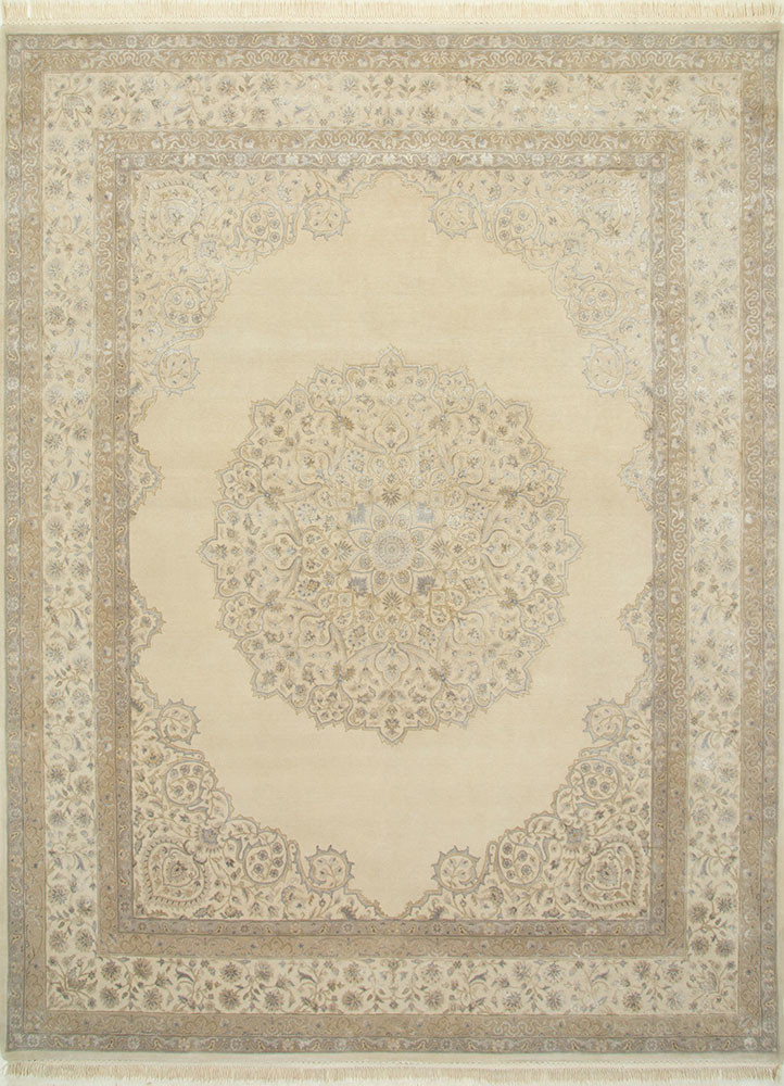 aurora ivory wool and silk Hand Knotted Rug - HeadShot aurora ivory wool and silk Hand Knotted Rug - HeadShot