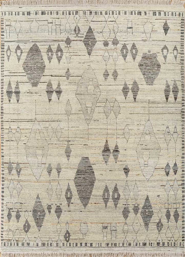  ivory afghan wool Hand Knotted Rug