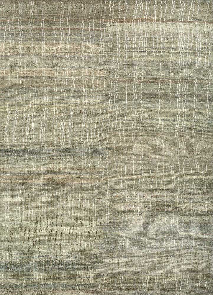  green wool Hand Knotted Rug