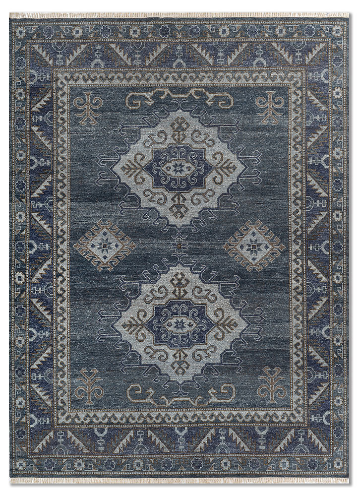  blue wool Hand Knotted Rug