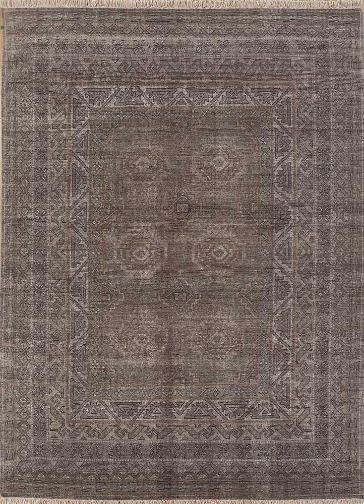 erbe grey and black wool Hand Knotted Rug - HeadShot