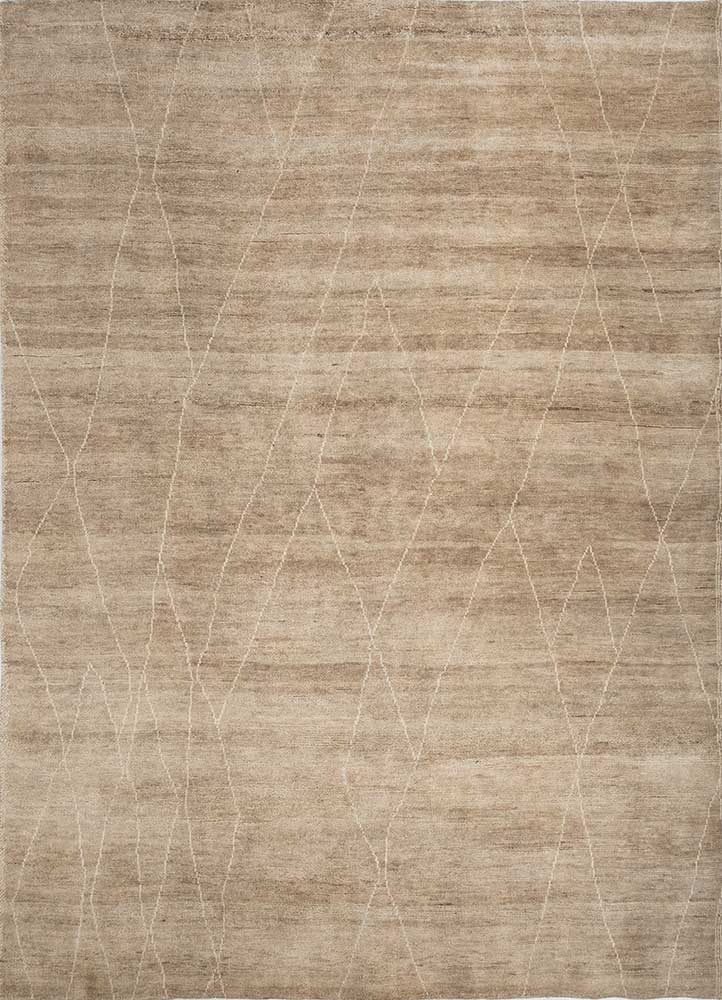  beige and brown wool Hand Knotted Rug