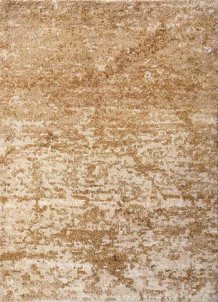 far east beige and brown silk Hand Knotted Rug - HeadShot