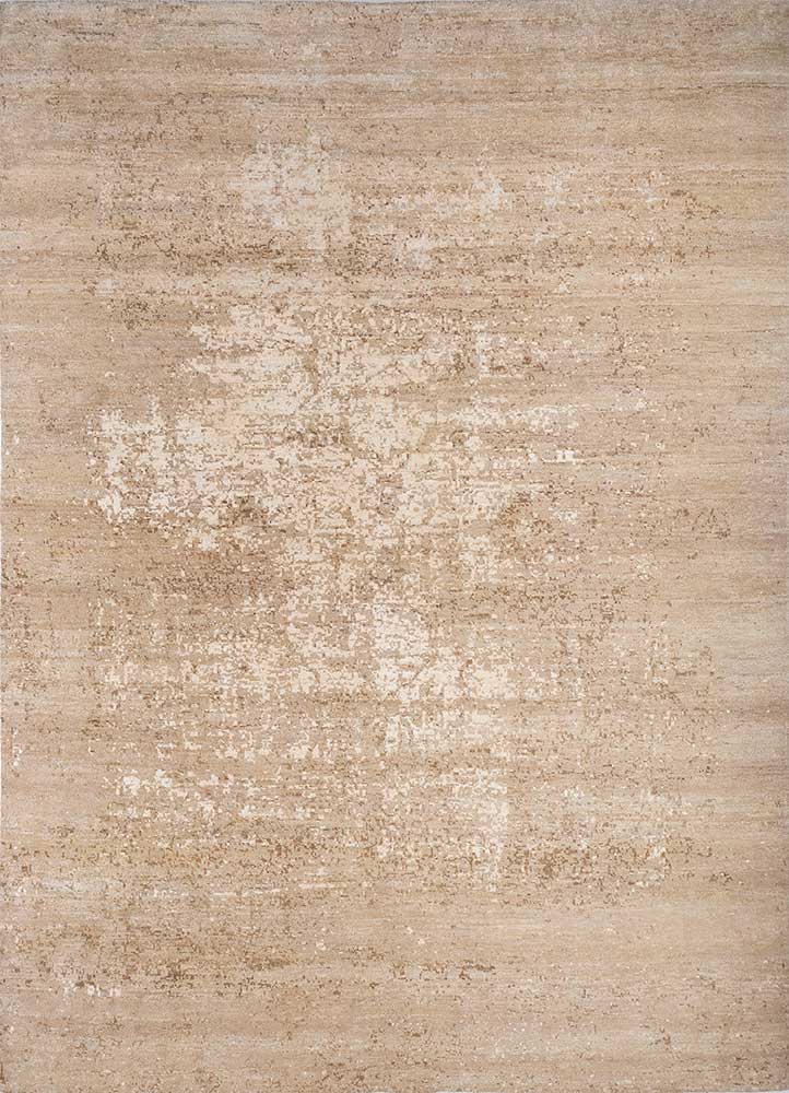  beige and brown silk Hand Knotted Rug