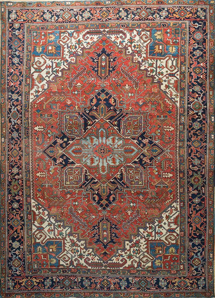 aalam red and orange wool Hand Knotted Rug - HeadShot