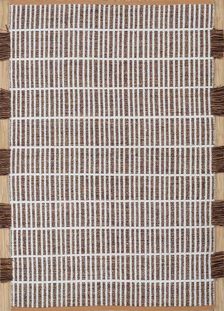 aprezo beige and brown cotton Flat Weaves Rug - HeadShot