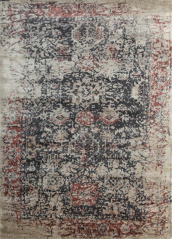 acar ivory viscose Hand Loom Rug - HeadShot