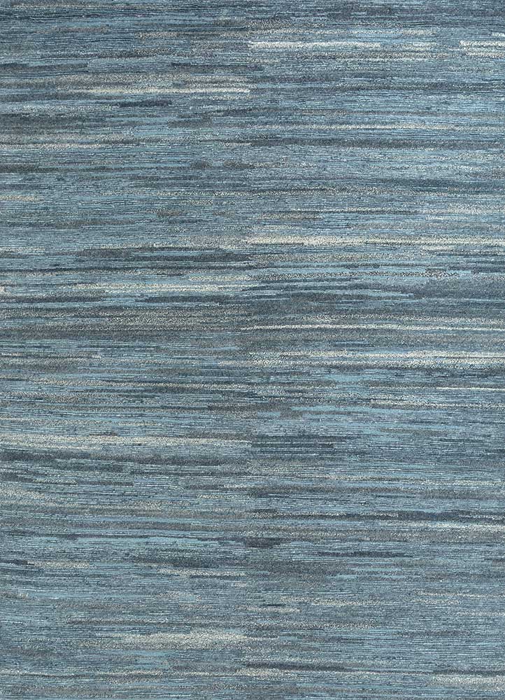 manifest blue wool and viscose Hand Knotted Rug - HeadShot