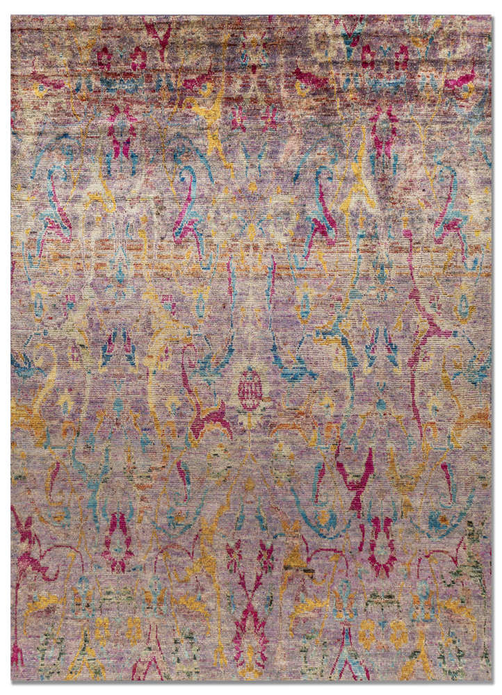  pink and purple silk Hand Knotted Rug