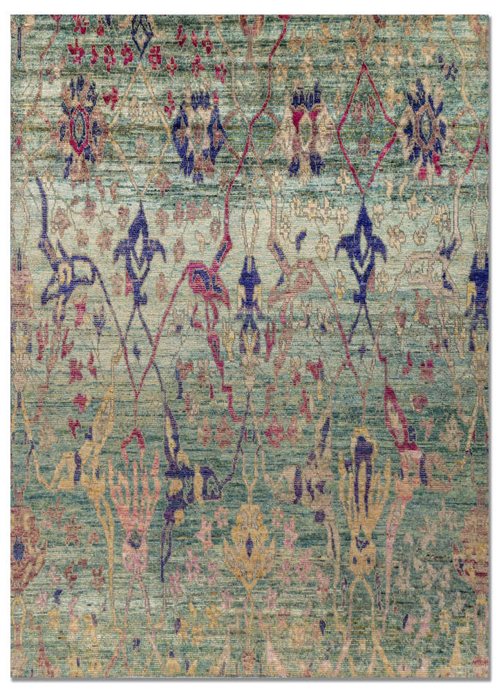  blue silk Hand Knotted Rug
