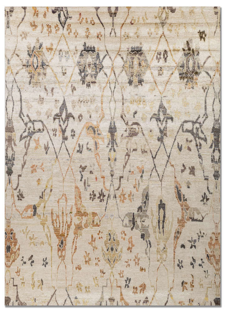  ivory silk Hand Knotted Rug
