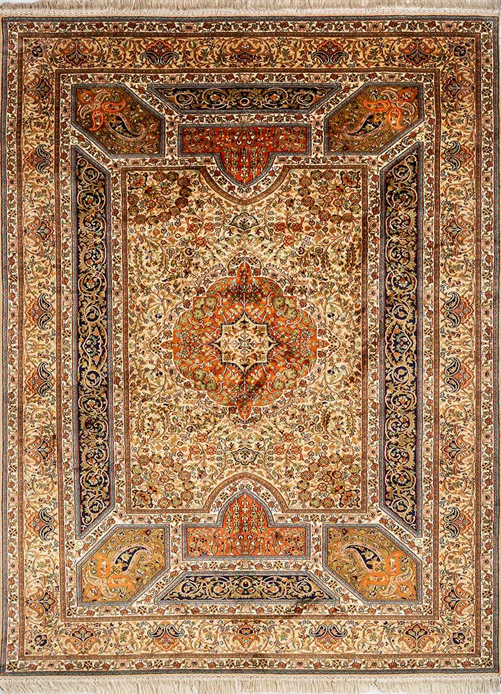 gulmarg gold silk Hand Knotted Rug - HeadShot