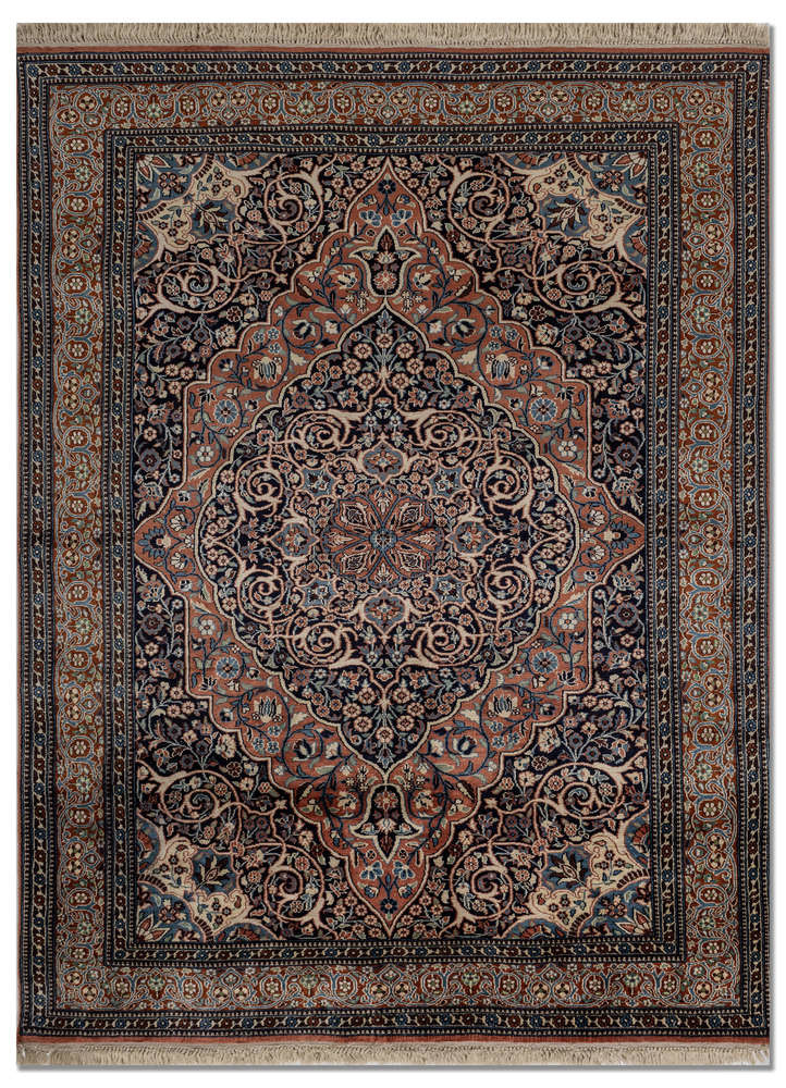  blue silk Hand Knotted Rug