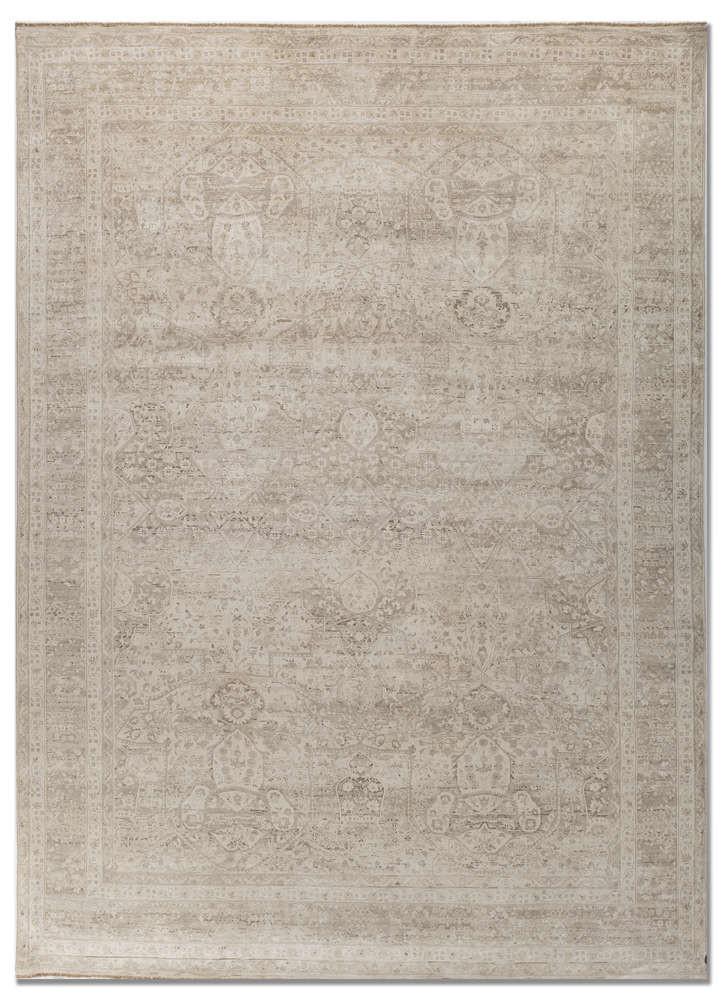  ivory silk Hand Knotted Rug