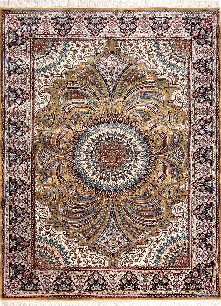 gulmarg gold viscose Hand Knotted Rug - HeadShot