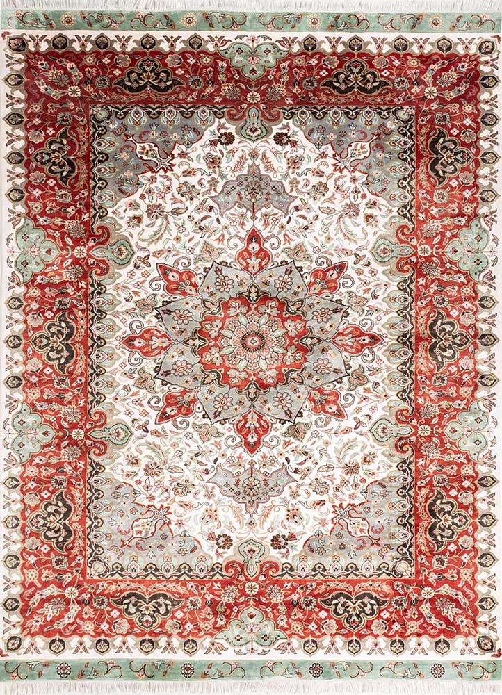 gulmarg ivory viscose Hand Knotted Rug - HeadShot