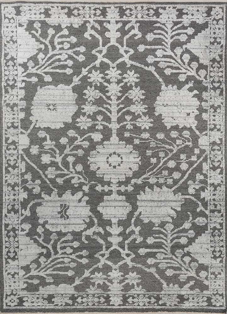 aprezo grey and black viscose Hand Knotted Rug - HeadShot