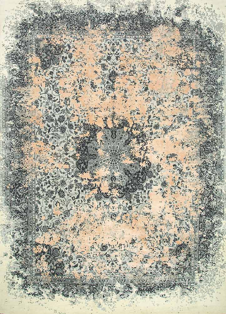 far east green wool and silk Hand Knotted Rug - HeadShot