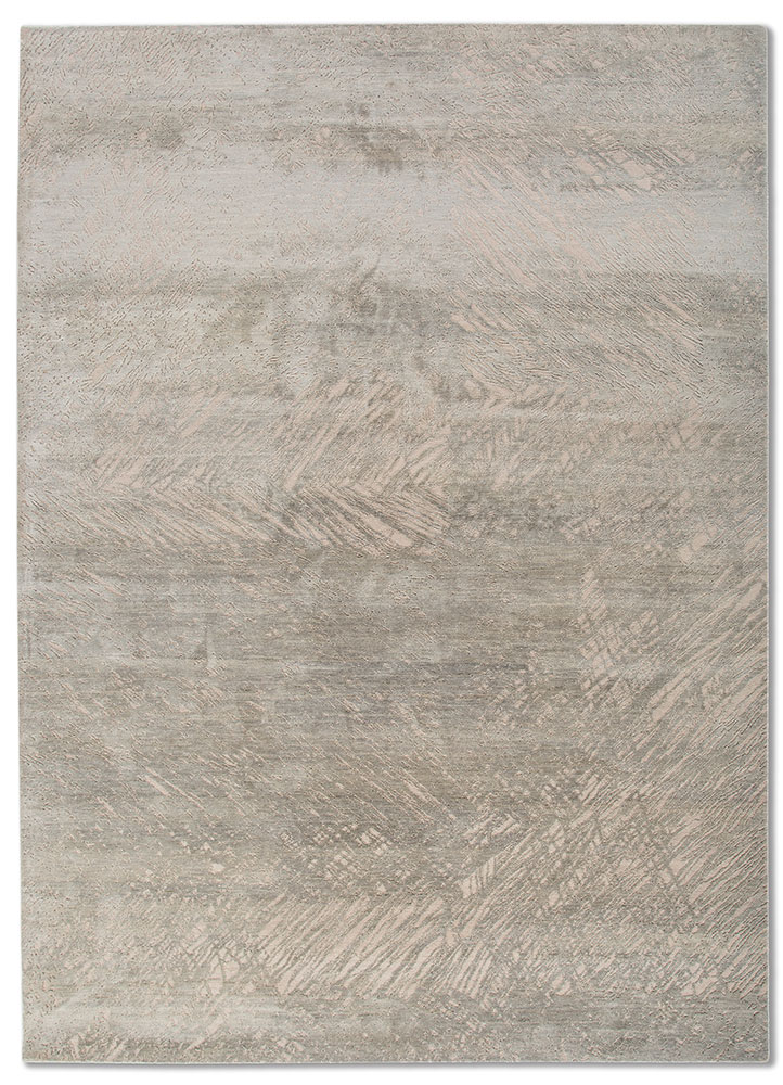 aprezo ivory wool and silk Hand Knotted Rug - HeadShot