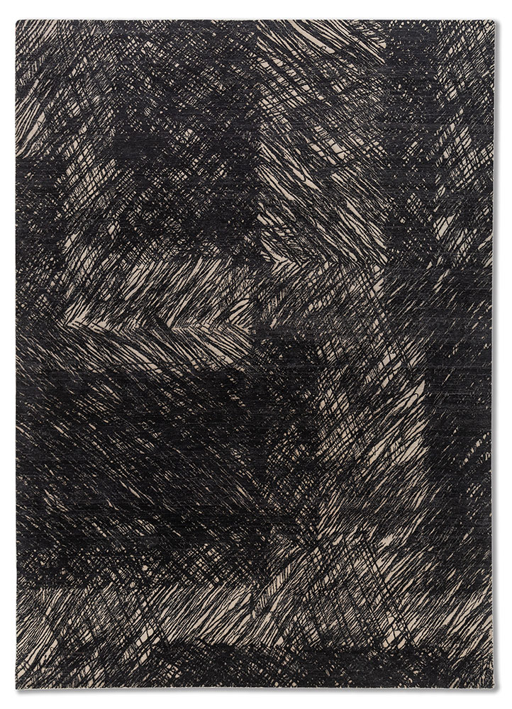  ivory wool and silk Hand Knotted Rug