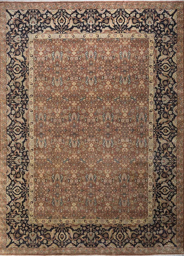 amani beige and brown wool Hand Knotted Rug - HeadShot