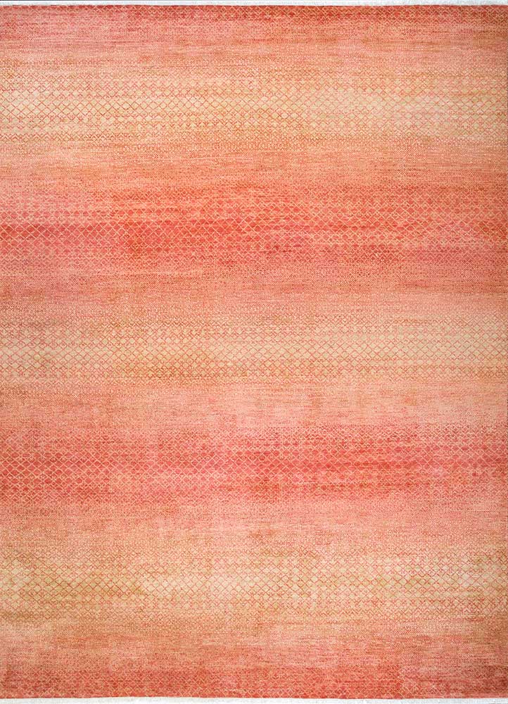  red and orange wool Hand Knotted Rug